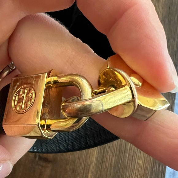 Tory Burch Black Leather Lock Bracelet - Picture 4 of 6